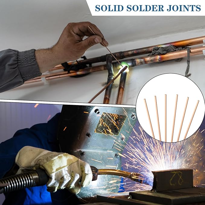 Tandefio 40 Sticks Brazing Rods AWS BCup-1 Phosphor Copper Solder Phos Copper Brazing Alloys Flat Welding Rods Industry 0.050"x1/8"x10" for Air Conditioning Refrigerator Cold Storage HVAC Units