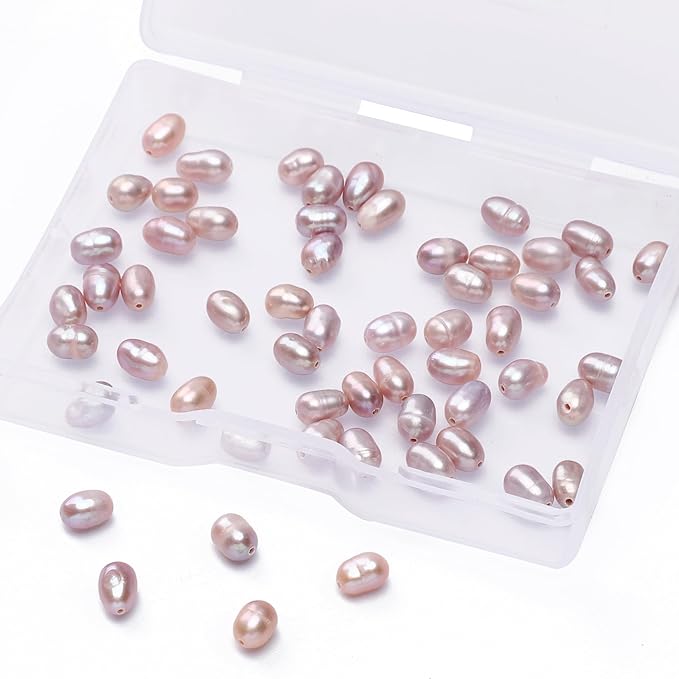 Natural Pearl Beads Rice 4-5mm Purple Freshwater Cultured Loose Gemstone Beads for DIY Jewelry Making 13.8''/Strand HQ