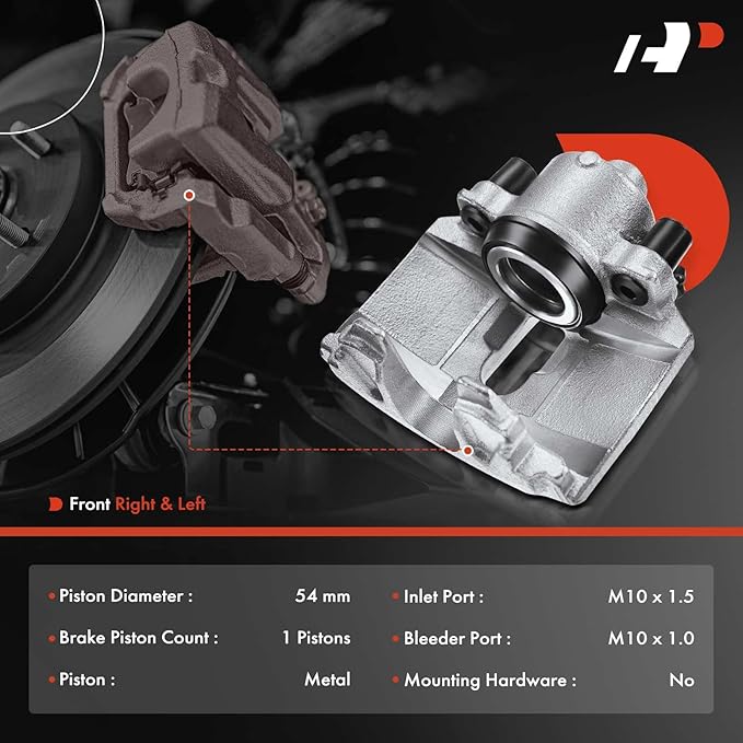 A-Premium Disc Brake Caliper Assembly Compatible with Audi and Volkswagen Models - A1 2011-2013, A3 2006-2013, Beetle 2012-2019, Bora 2005-2010, Golf 2010-2014, For Jetta 02-18, Rabbit - Front Side
