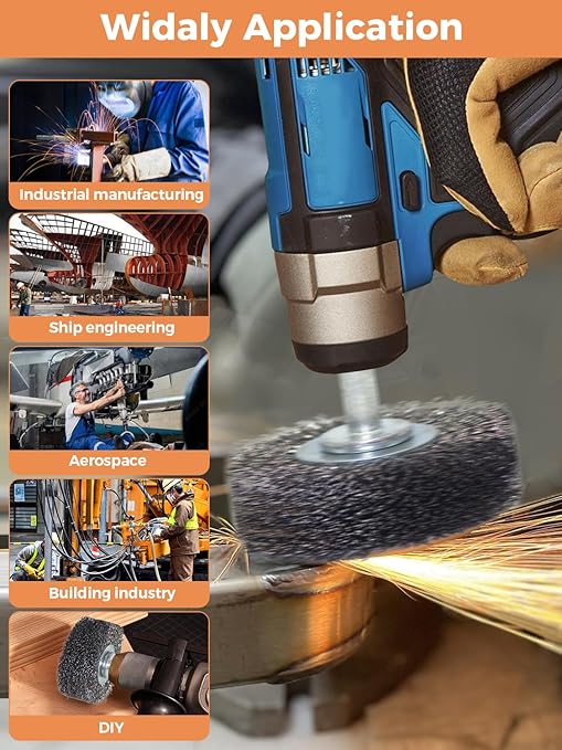 Wire Wheel Brush 2x7/8in for Drill 4Pack, Heavy Duty Carbon Steel Wire Brushes for Rust,Paint,Oxides,Corrosion Removal 1/4in Shank Drill Rotary Attachment