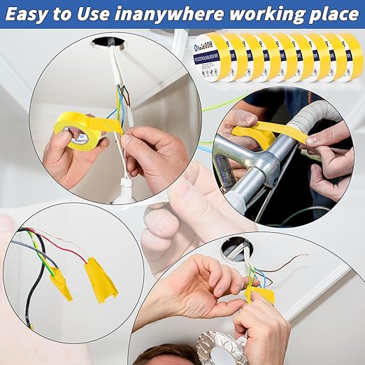 100 Rolls Yellow Electrical Tape Bulk 3/4 Inch x 66ft, Waterproof Vinyl Electric Tape High Temp Insulation Tape for Electrical Protection Home Outdoor Electric Insulating Wire Wrapping