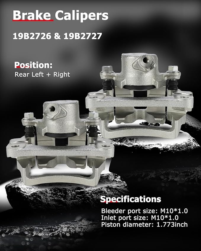 cciyu Rear Left & Right Brake Calipers Assembly w/Bracket 19B2727 19B2726 2003 2004 2005 2006 2007 2008 2009 For Toyota For 4Runner,2007 2008 2009 2010 2011 2012 2013 2014 For Toyota For FJ Cruiser