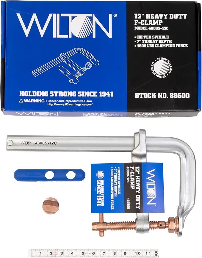 Wilton Spark-Duty Heavy F-Clamp, 12" Opening, 7" Throat, 4880 Lbs. Clamping Force (Model 4800S-12C)