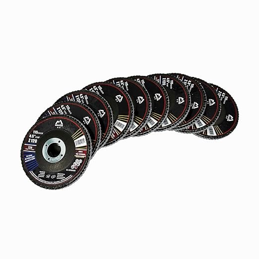 Merryland Flap Disc 4 1/2 inch Metal for Angle Grinder, 4.5inch 120 Grit T29 Flap Wheel 10 Pack, Blue Zirconium Corundum INOX Stainless Steel Iron Universal, Craft-Line FC1107614-10