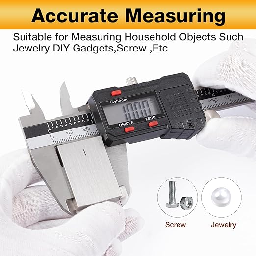Digital Caliper Measuring Tool, Micrometer Caliper,Stainless Steel Vernier Caliper with Large LCD Screen,Easy Switch, 6 inch,Inch and Millimeter Conversion