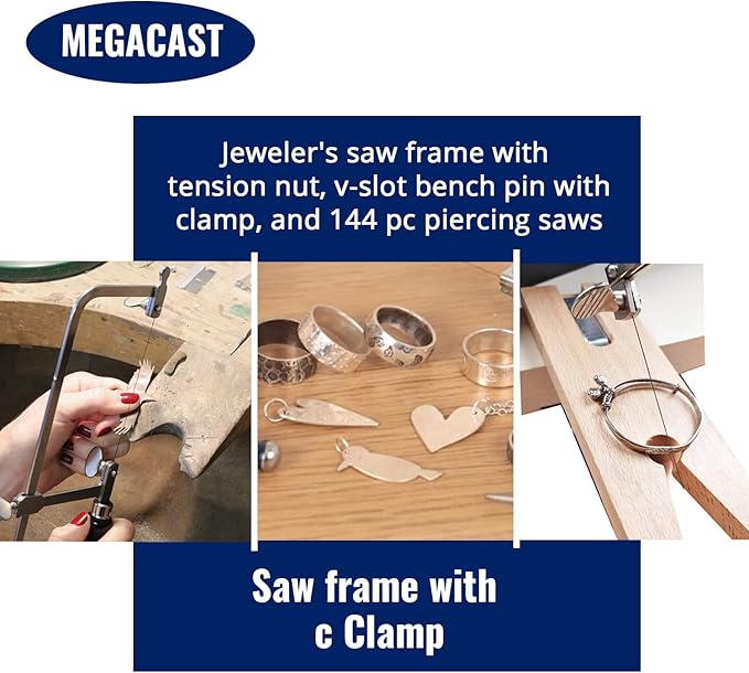 3 in 1 Professional Jeweler's Saw Set Saw Frame 144 Blades Wooden Pin Clamp Wood Metal