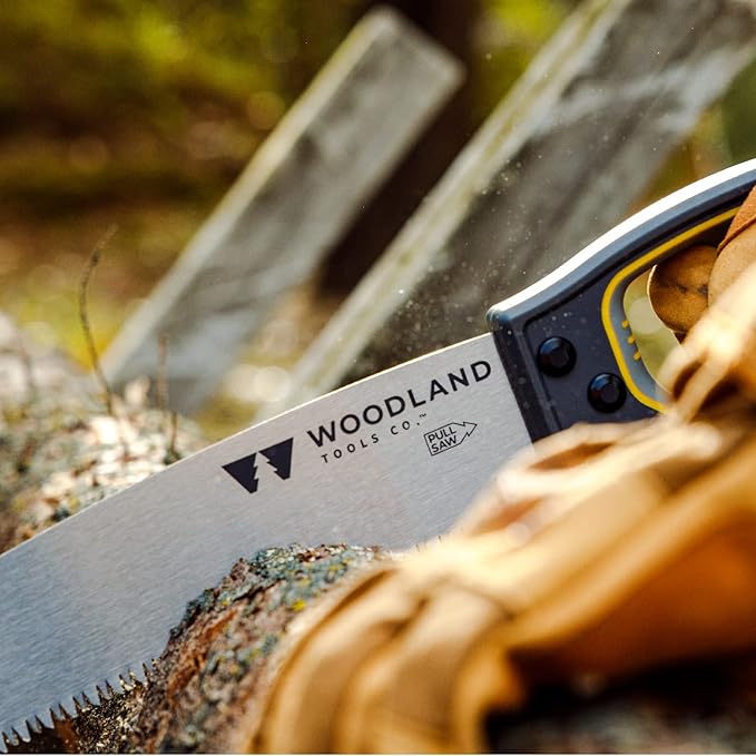 Woodland Tools Super Duty D-Handle Pruning Saw – Curved Tree Saw with Hardened Steel Blade, Aggressive Teeth, Non Slip Grip – Manual Tool for Limb Cutting, Branch Removal, and Yard Work