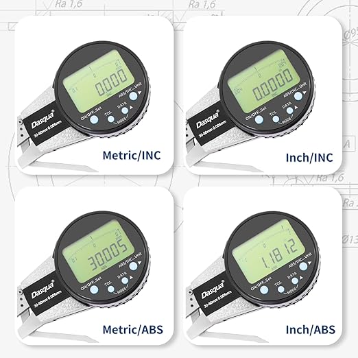 Dasqua Digital Internal Caliper Gage with 0.200"-1" /1.200"-2"/0.400"-1.2" Measuring Range (1.200"-2.0"/30-50mm)