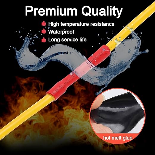 16Pcs 4 AWG 5/16" Stud Heavy Duty Tinned Copper Wire Lugs with 16Pcs Heat Shrink Tubing 4 Gauge Battery Cable Lugs Ring Terminals Battery Cable Ends Bare Copper Eyelets