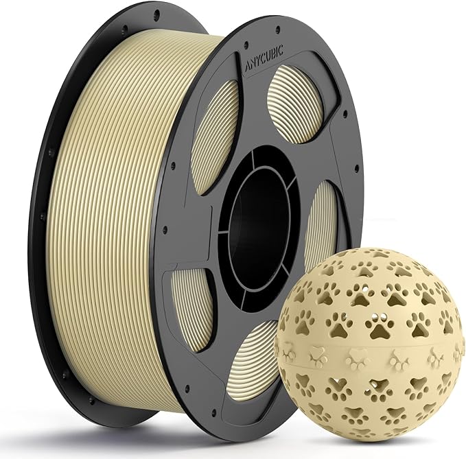 ANYCUBIC PETG Filament 1.75mm, 3D Printer Filament, Dimensional Accuracy +/- 0.02mm, Exceptional Toughness, Print with Most FDM 3D Printers, 1KG Reusable Spool, Beige