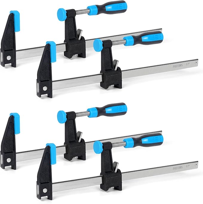 Bar Clamps for Woodworking 12 Inch,4 Pack Wood Clamps Adjustable and Release Quickly,Woodworking Clamps Throat Depth 2.5 Inch,Serrated Steel Rail,Bar Clamps Force 600 Lbs