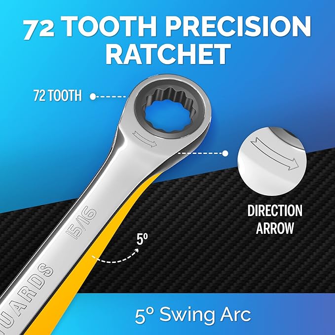 TOOLGUARDS 15/16'' Wrench - Ratcheting Wrench - Slim Profile - Ratchet Wrench - 100% Lifetime Satisfaction Guarantee