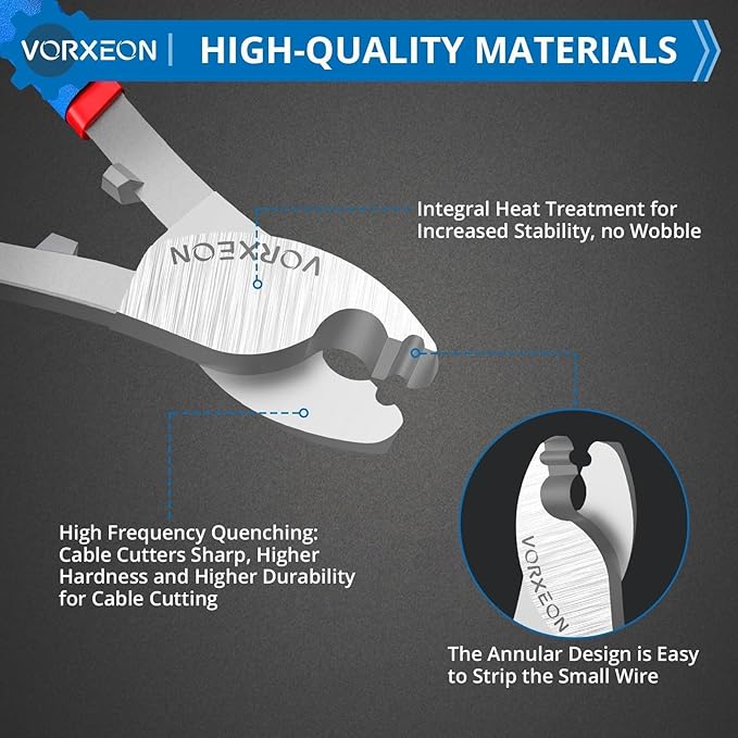 Wire Cutters Pliers 8-Inche Cable Cutter High Leverage Cutters for Aluminum, Copper, Communications and Ethernet Cable