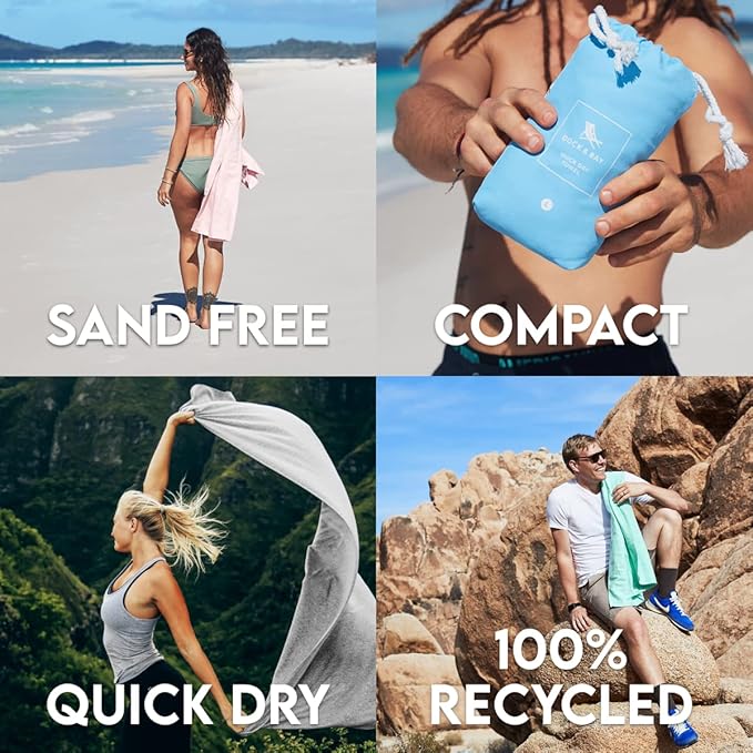 Dock & Bay Beach Towel - Quick Dry, Sand Free - Compact, Lightweight - 100% Recycled - Includes Bag - Essential - Pink, Extra Large (200x90cm, 78x35)