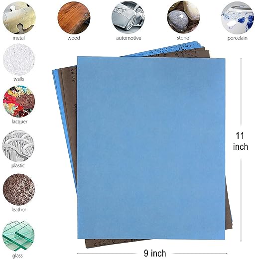 9x11 inch 10 Sheets Sandpaper, Wet or Dry 7000-15000 Grit 5 Assortment Sand Paper, Extra Fine Precision Abrasive Pads for Automotive Sanding, Wood Turing Finishing, Metal Furniture Polishing