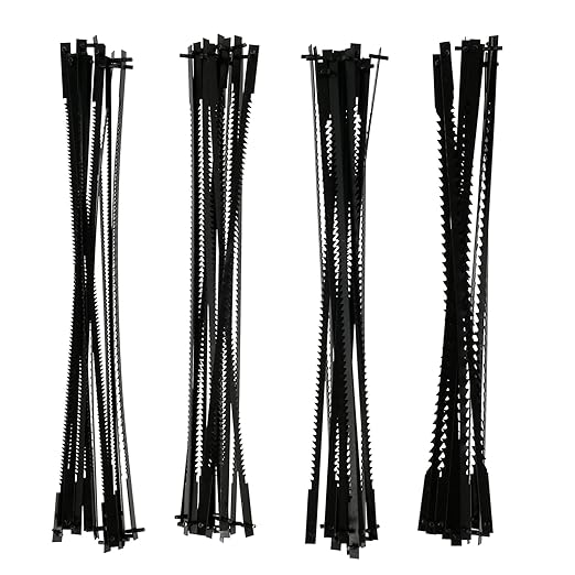 48pcs Scroll Saw Blade Set 5 Inch Pin End Scroll Saw Blades SK5 Carbon Steel Coping Saw Blade Jig Saw Blades Woodworking Tool for Wood Metal Plastic Cutting US(Black)