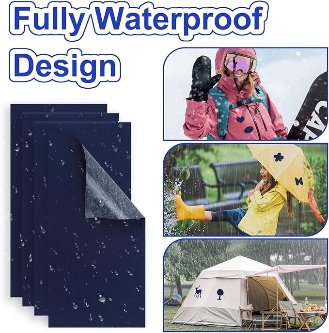 8PCS 7.8x3.9 inch Nylon Repair Patch Self-Adhesive Fabric Patch Down Jacket Repair Patches for Puffer Jackets Tenacious Tape Polyester Waterproof Lightweight Tent Repair Patch Kits for Clothes Bag
