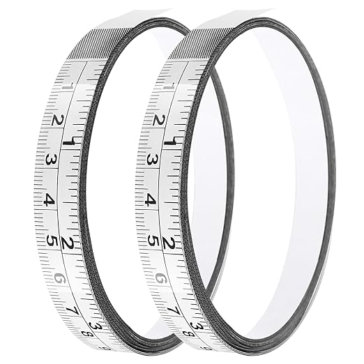 Adhesive Measuring Tapes,Steel Self Tape Measure,1/2" Wide Imperial & Metric Ruler Sticker, Stick On Table Saw and T Track for Woodworking, Drafting (White, Left to Right 78" 2PCS)