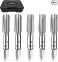 5-Piece NPT Pipe Tap Set, Precision Carbon Steel NPT Tap Thread Cutting Brill Bits Set for Clean Accurate Threads, 1/8" NPT Tap, Perfect for Plumbers Mechanics DIYers, with Durable Plastic Case.