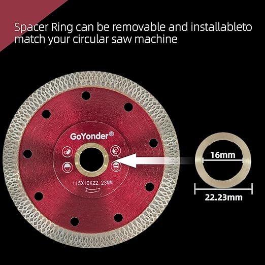 GoYonder 7 Inch Super Thin Tile Saw Blade, Diamond Blade for Angle Grinder, Dry Wet Tile Blade for Ceramic Tile, Concrete, Granite Cutting