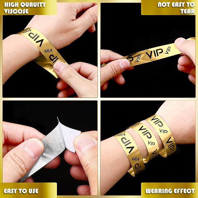 Teling 500 Pack VIP Plastic Wristbands Bracelets Party for Events VIP Custom Wristbands Plastic Bracelets Tear proof Waterproof Wrist Bands Arm Bands for Events Concerts