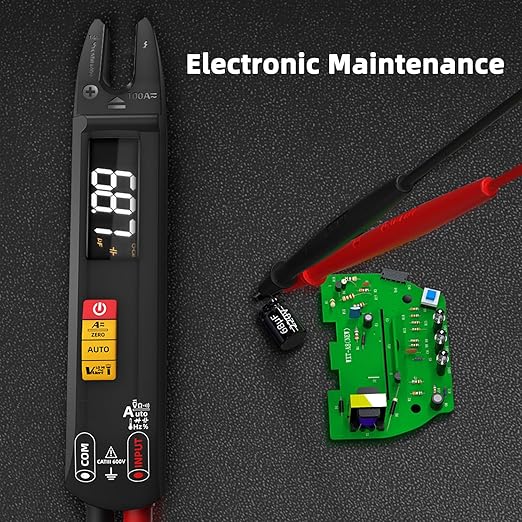 BSIDE DC AC Clamp Meter Open Jaw Smart Digital Multimeter Tester, Rechargeable with True RMS, Measures Current Capacitance Diode Duty Cycle Ohm Hz Continuity V-Alert Live Check Environment Temperature