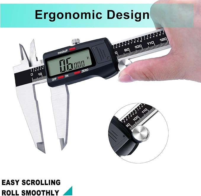 Kynup Micrometer Caliper Tool, 12Inch Digital Caliper, Vernier Caliper with Stainless Steel, Large LCD Screen, Auto - Off Feature, Inch Metric Fraction Conversion