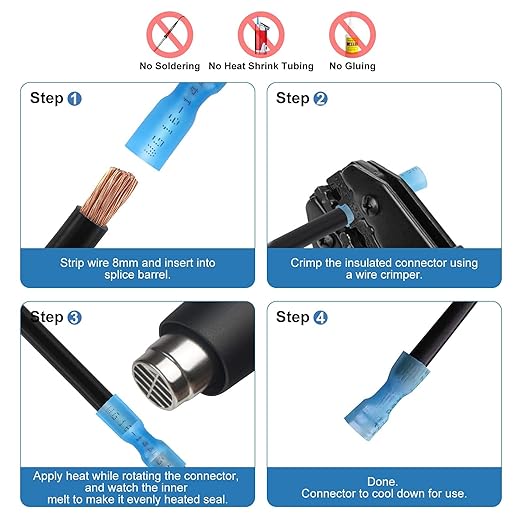 540PCS Heat Shrink Wire Connectors,Electrical Terminals Kit,Waterproof,Automotive Marine Electrical Terminals Kit,Ring Fork Hook Spade Butt Splices,Tinned Red Copper,22-16,22-16,22-16 (540pcs)