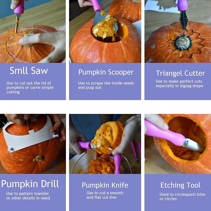 Pumpkin Carving Kit Heavy Duty Stainless Steel Tools with Carrying Case (Total 31 Pieces) Pumpkin Carver Pumpkin Sculpting Set Halloween Party Decorating Gift for Adults (Black)