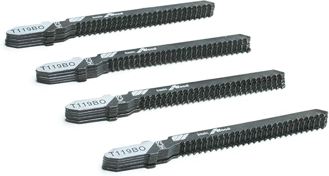 20-Piece T119BO 3 Inch 12 TPI Assorted T-Shank Scrolling Jig Saw Blades Set for Precision Cutting Wood