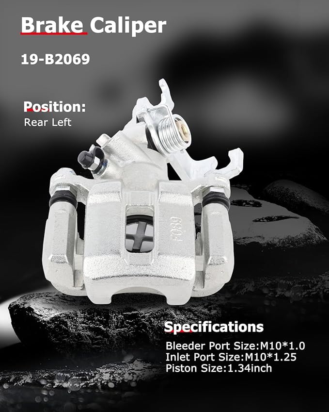 cciyu 19-B2069 Disc Rear Left Brake Caliper Assembly w/Bracket 2004 2005 2006 2007 2008 For Acura For TSX,1998 1999 2000 2001 2002 2003 2004 2005 2006 2007 For Honda For Accord