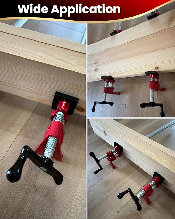 Pipe Clamps 3/4 inch 6 Pack Pipe Clamp with Unique Foot Ideal for Carpentry, Home Improvement, and DIY Projects Wood Gluing Clamps (Red, 3/4 IN with Pads)