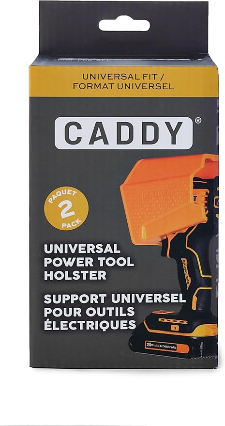 Drill Holder, Power Tool Organizer, Utility Storage Rack | Universal Wall Mount Cordless tools holder fits most drills like Dewalt Drill (2-PACK) (Yellow)