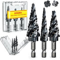 M35 Cobalt Step Drill Bit Set, TiAlN Coated Unibit Metal Hole Cutter 1/8"-7/8"(3pcs), High Speed Steel with 4 Spiral Flutes, Hex Shank for Stainless Steel, Wood, Plastic