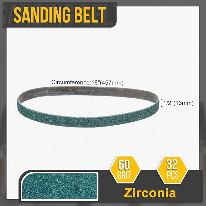 1/2 x 18 Inch Sanding Belt, 20 Pcs 60 Grit Zirconia Knife Sharpener Belts Work Sharpening for Belt Sander Knife Carving Tool Metal Working