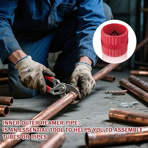 Pipe and Tubing Reamer Inner-Outer Copper Reamer Pipe Deburring Tool Alloy Steel Tubing Chamfer Tool for PVC/Ppr/Copper/Brass/Aluminum Tubes (Red)