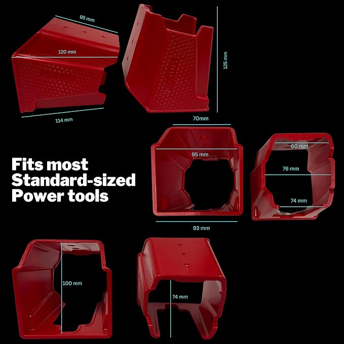 Drill Holder, Power Tool Organizer, Utility Storage Rack | Universal Wall Mount Cordless tools holder fits most drills like Milwaukee Drill (2-PACK) (Red)