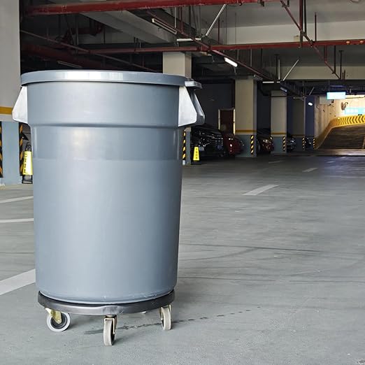 32 Gallon Outdoor Trash Can with Lid and Wheels, Removable Wheels and Sturdy Handle Outdoor Trash Can for Outdoors, Hospitals, Garages, Backyards and Yards (Grey)