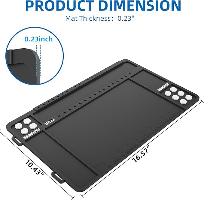 Gun Cleaning Mat, Premium Magnetic Pad With Organizer Parts Tray, Anti-Slip Rubberized Pistol Mat, Protective Workbench Mat for Gun Cleaning (16.5"x 10.43")