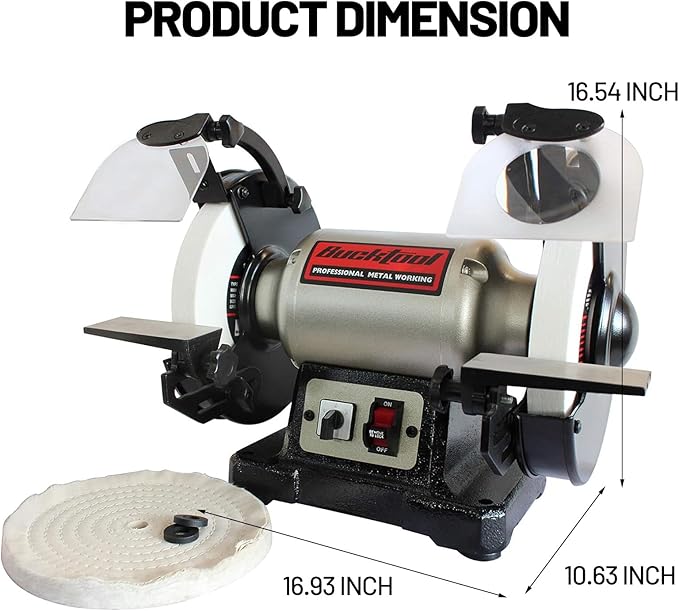 BUCKTOOL 8 inch Dual Speed Bench Grinder & Buffer, Professional Low High Speed Bench Grinder Buffer with Cast Iron Base TDS-200DS