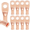 10 PCS 8AWG - 1/4''Stud Heavy Duty Copper Terminals,Battery Cable Crimp Lugs,Battery Cable Ends, Bare Copper Eyelets Tubular Ring Terminals,Closed End Crimp Electric Connectors