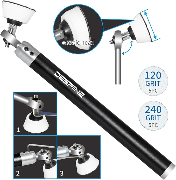 Carbide Tip Wood Lathe Turning Tool set With Bowl Sander, Lathe Roughing and Finishing Hollowing Tool Interchangeable Aluminum Alloy Handle with 4pcs Carbide Inserts For Woodturning（Black）