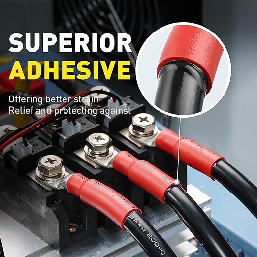 haisstronica 360PCS Heat Shrink Tubing,3:1 Ratio Adhesive Lined Marine Heat Shrink Tube Kit 8 Sizes(3/32"-5/8") Yellow