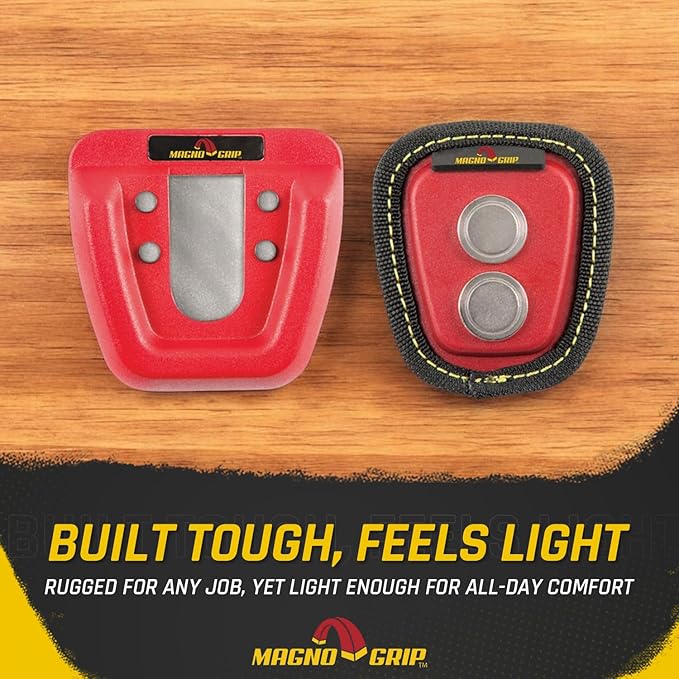 MagnoGrip 002-290 Quick Snap Magnetic Tape Measure Holder - Heavy-Duty, Durable, Hands-Free Magnetic Holder for Construction, Carpentry, & Tool Belts - Ideal for Professionals & DIY Enthusiasts, Red