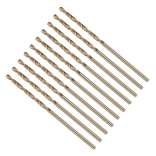 Drill Bit, #51 Cutting Diameter, 4341 HSS Gold Finish 118° Cutting Angle Number Jobber Bits - (Applications: for Drilling Soft Metal Plastic Wood), 10-Pieces