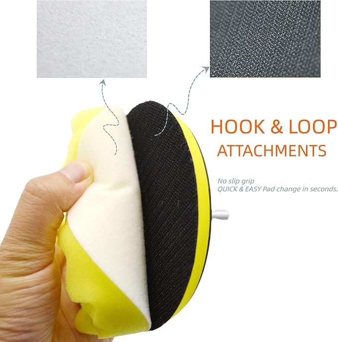 10Pcs 3Inch Face Backing Plate Compound Buffing Polishing Sponge Pads Waffle Foam Buffing Polishing Pads Kit with Woolen Cutting Pad and 3Inch Backing Plate M10 Drill Adapter
