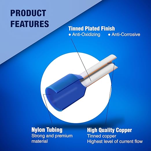 New Age America® 440pcs Wire Ferrules Kit | AWG 16-2/0 | Copper & Nylon | Uninsulated & Insulated Cord Pin End Terminal | Wire Ends Terminal Kit | AWG 16, 14, 12, 10, 4, 2, 1/0, 2/0 | Crimp Connectors