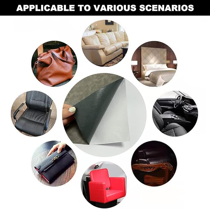 Leather Repair Patch Self-Adhesive Leather Patches for Furniture Couch Sofa Car Seats, PU Vinyl Leather Repair Tape Kit to Fix Office Chairs, Cabinets, Handbags (17 * 79 inch, Light Gray)