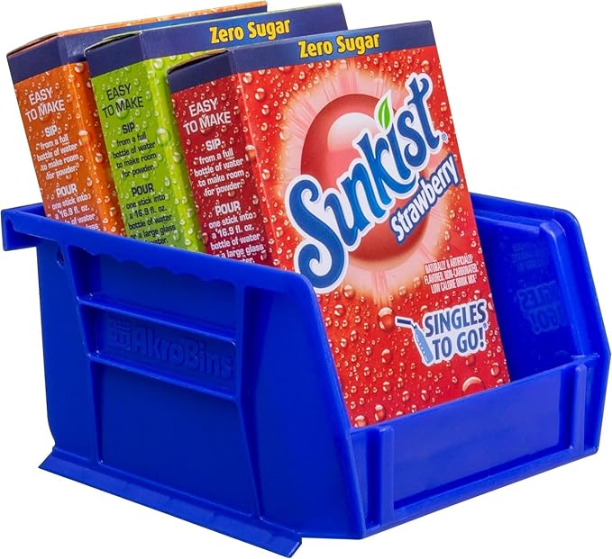 Akro-Mils 30210 AkroBins Plastic Hanging Stackable Storage Organizer Bin, 5-" x 4-" 3-", Blue, 24-Pack