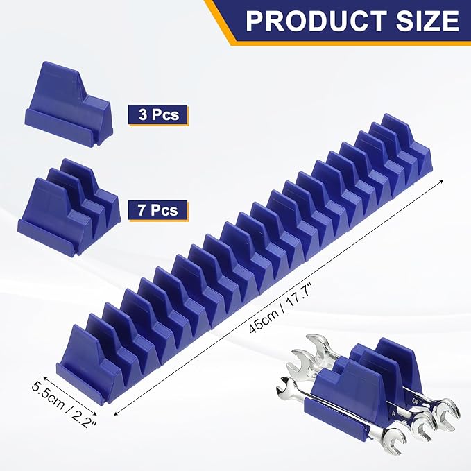 PATIKIL 23pcs Magnetic Wrench Organizer for Tool Box, Magnetic Modular Wrench Organizer Holder Toolbox Universally for 23 Tools Drawer Chest Ratcheting Offset Wrenches, Blue